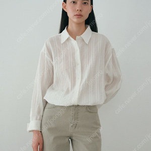 모이아 sheer stripe shirt (ivory) 새상품