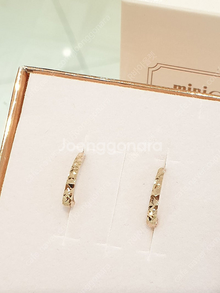 미니골드 14K 타원 컷팅 링 귀걸이--3