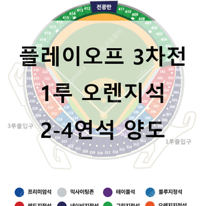 [플레이오프 3차전] [최저가] 1루 오렌지석(응원석) 2-4연석 양도