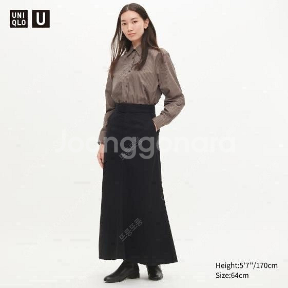 유니클로u 르메르 플레어 롱스커트 58사이즈 블랙--0