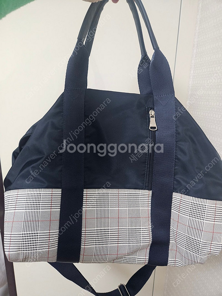 헤지스골프 체크배색 나일론 보스턴백--4