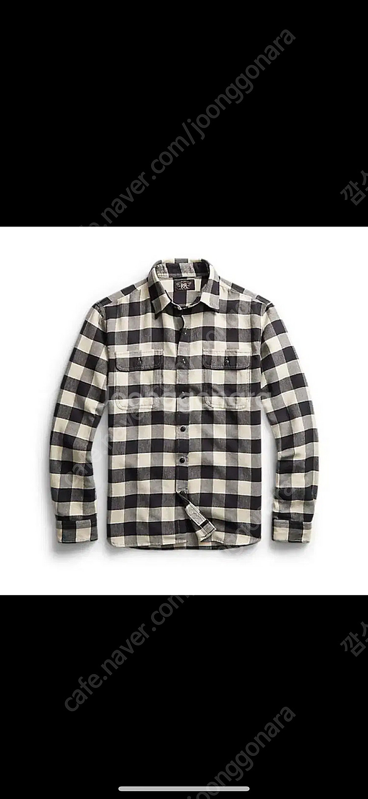 rrl 버팔로 트윌 워크셔츠 블랙 크림 xl--0