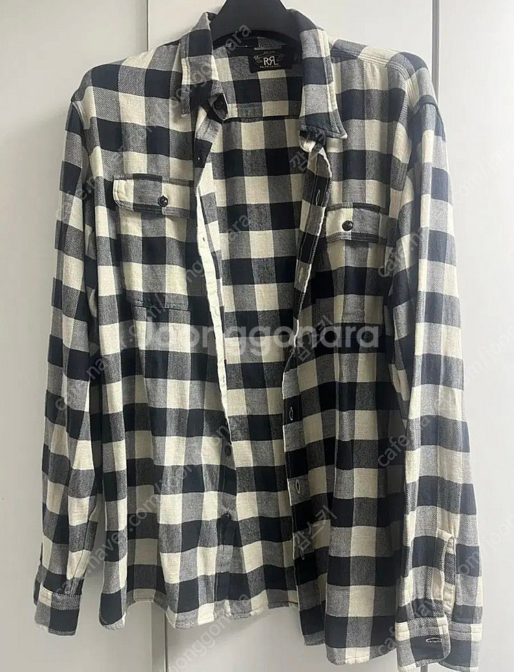 rrl 버팔로 트윌 워크셔츠 블랙 크림 xl--1