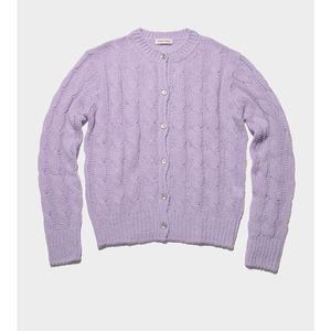 포니테일 니트 가디건 Grandma Chunky Knit Cardigan(Lavender Rose)