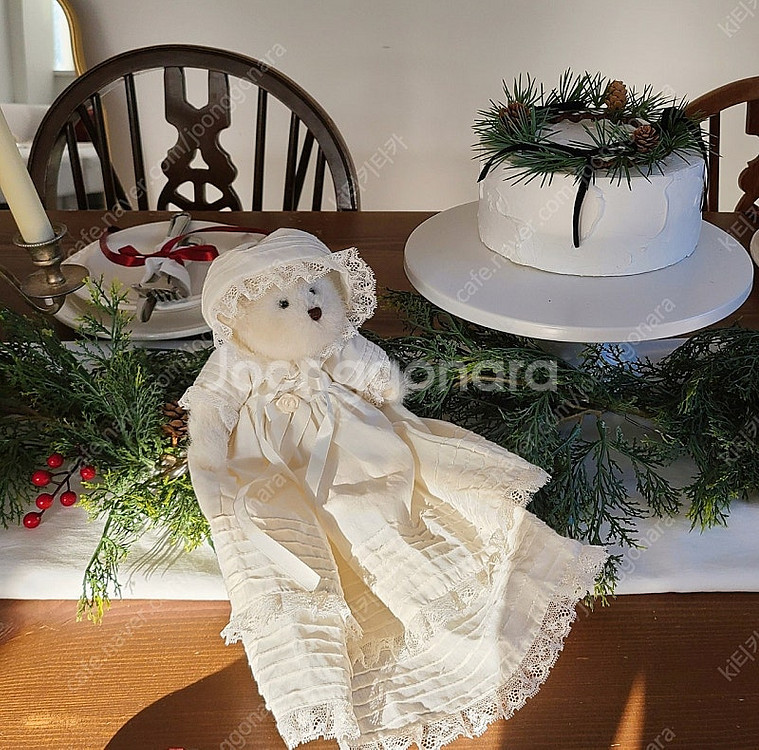 보이즈베어 빈티지 레이스 보넷 테디베어 앤틱 인테리어--1