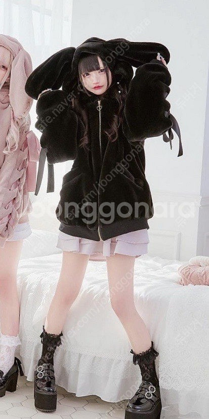 palelfy 우사미미 퍼 파카 지뢰계 양산형--0