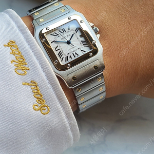 [정품] 까르띠에 산토스 기요쉐 블루핸즈 18K 콤비 LM 라지 오토메틱 (Cartier Santos Galbee Large LM Automatic)