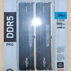 미개봉) 마이크론 DDR5-5600 64GB(32Gx2) 크루셜 Pro 패키지 새제품(방열판 포함)