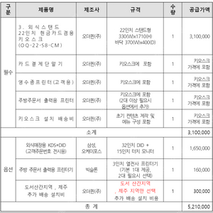 오더퀸 키오스크 현금카드 호출 풀셋