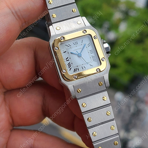 [정품] 까르띠에 산토스 화이트로만 18K 콤비 SM 스몰 여성용 (Cartier Santos White Romman 18K Two-Tone SM)