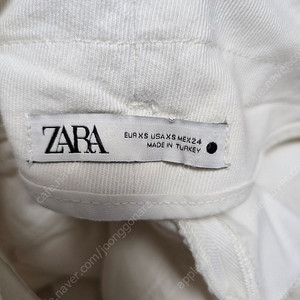 자라 크림색 화이트 팬츠 진 BARREL FIT 팬츠 ZARA