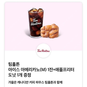 팀홀튼 아이스아메리카노M 애플플리터 도넛 1개 세트 7000원->3000원