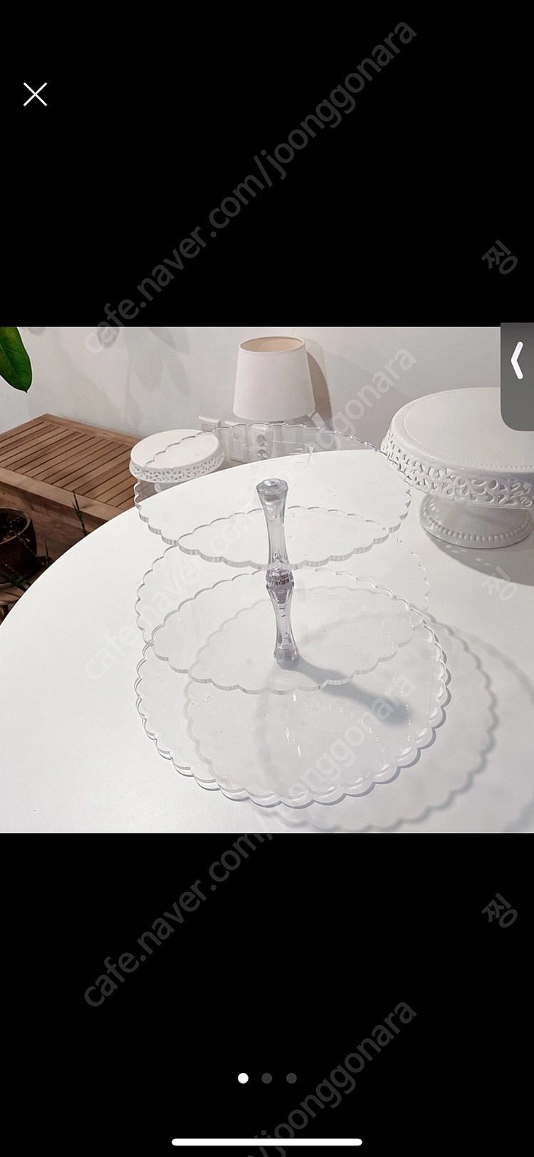 투명아크릴 삼단 케이크 접시--2