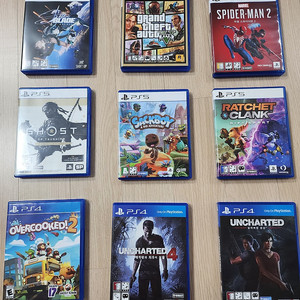 Ps5, ps4 타이틀 팝니다(스텔라 블레이드,gta5,스파이더맨,고스트 오브 쓰시마,색보이,라쳇 앤,클랭크,오버쿡드2,언차티드4,언차티드5,)