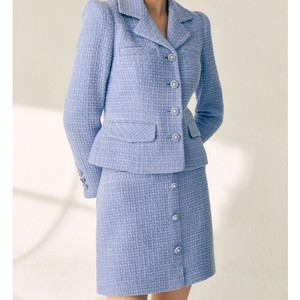 [새제품]브라이드앤유 RIONA Notched collar tweed wool jacket (Cornflower blue)