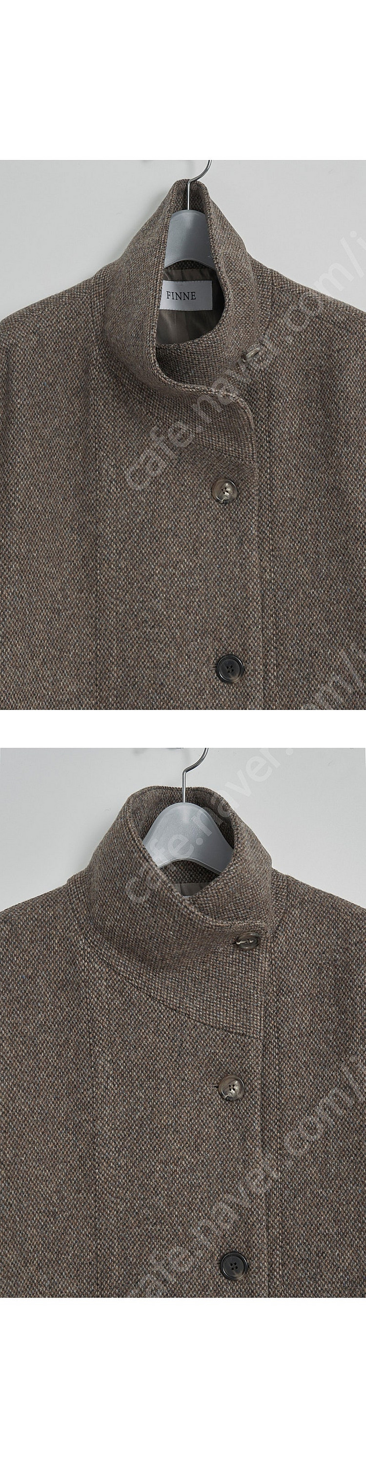 Finne 하이넥 로브 코트 브라운--6