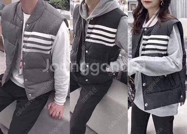 톰브라운 사선 남여공용 패딩 베스트 조끼 3칼라--2