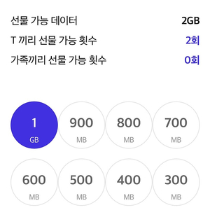 SK T끼리 데이터 2GB 판매합니다.