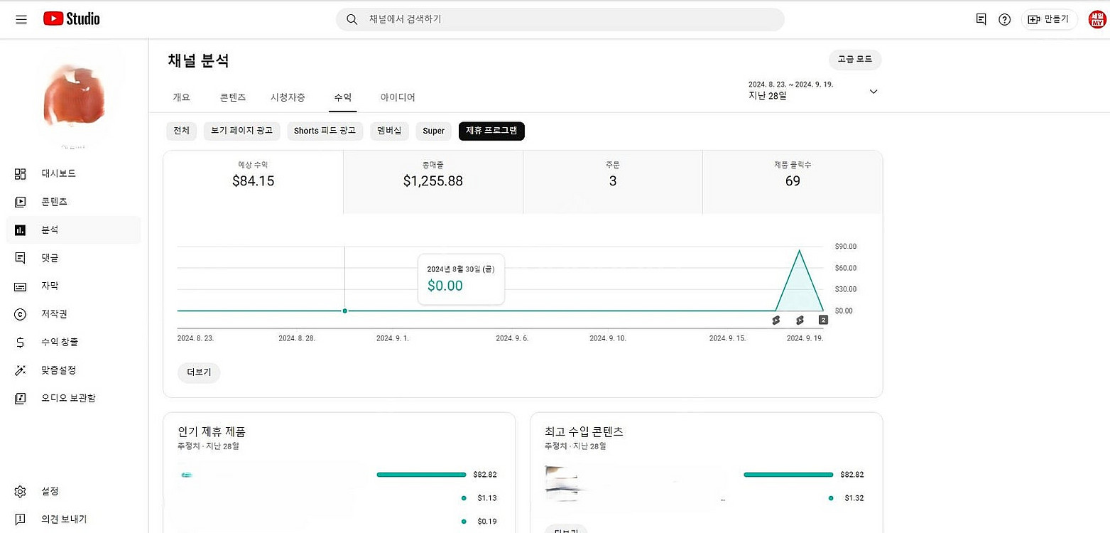 유튜브 구독자 68200명 수익창출된 쇼츠채널 싸게 팝...--6