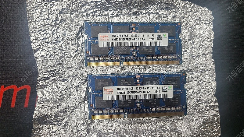 노트북용 DDR3 12800 저전력 4기가램 2장 팝니...--1