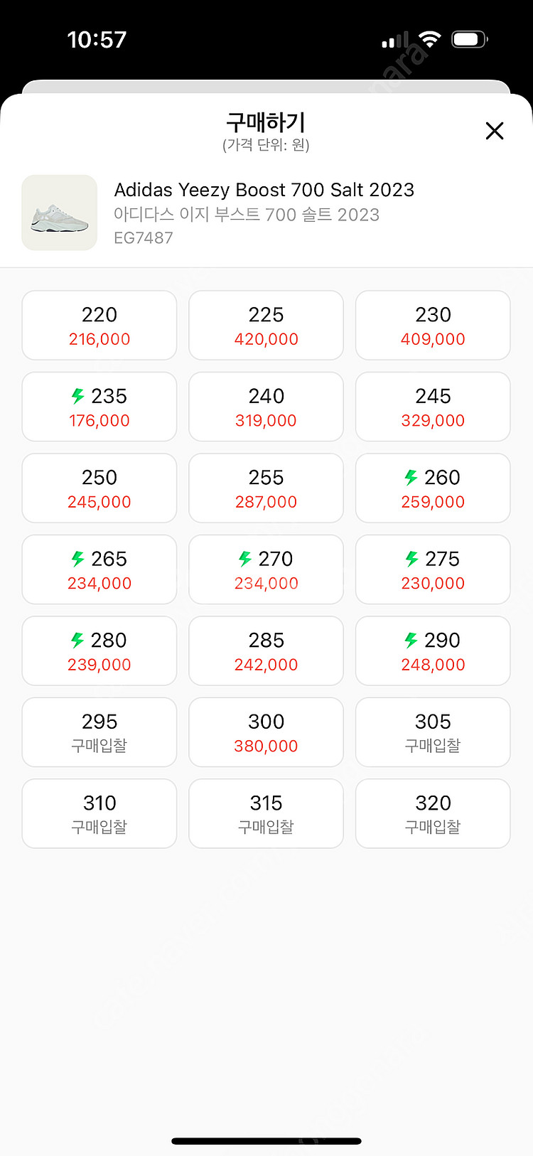 이지부스트 700 솔트 새제품 260--4