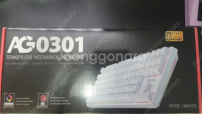 에이투 AG0301 화이트 기계식 게이밍 키보드 텐키리...--0