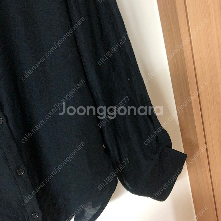 스테이피플 고퀄 약시스루 블랙 블라우스 셔츠 결혼식 하...--4