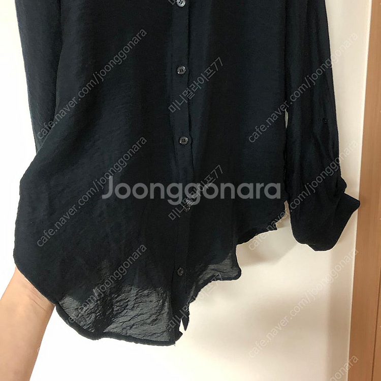 스테이피플 고퀄 약시스루 블랙 블라우스 셔츠 결혼식 하...--9