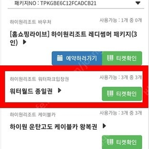 하이원리조트 워터월드 주말 입장권 성인 종일권 3장