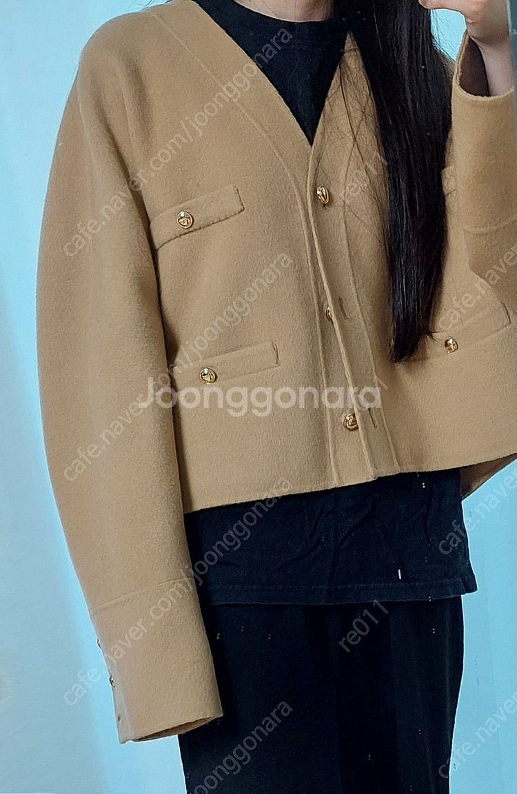 시스템 핸드메이드 V넥 베이지 자켓 90 한섬 팸셀 패...--2