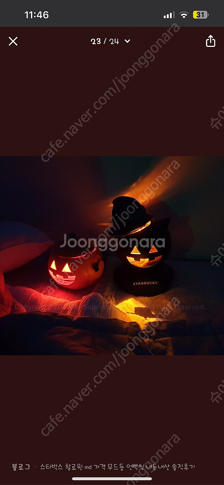 스타벅스 베어리 할로윈 무드등--4