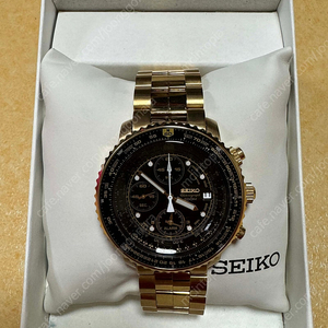 세이코 플라이트마스터 금장 시계 골드 컬러 seiko SNA414 flight alarm chronograph watch