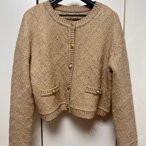 더로랑 펄 시퀸스 니트 자켓 가디건 베이지 M 사이즈 pearl sequins knit jacket