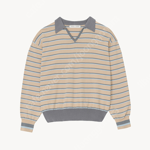 문달 니트 stripe collar knit in gray