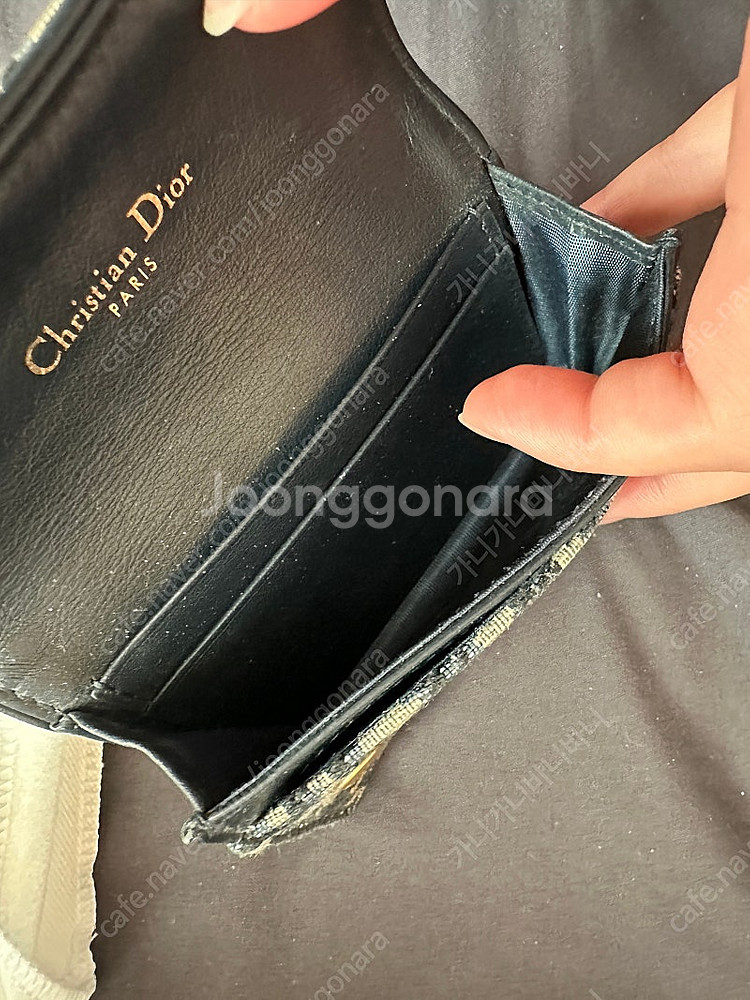 디올 오블리크 새들 블룸 카드지갑--4