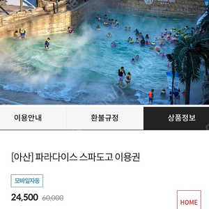 아산 파라다이스도고 모바일 입장권 2.5만