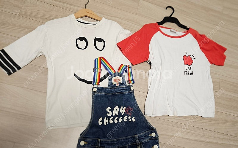 아이스비스킷 멜빵 청바지 오버롤 및 자라 티셔츠--1