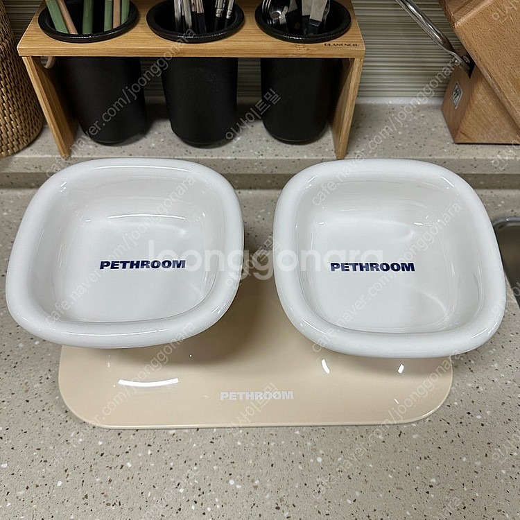 [페스룸] 웰 핏 트윈 테이블 베이지&보울 강아지 고양...--0