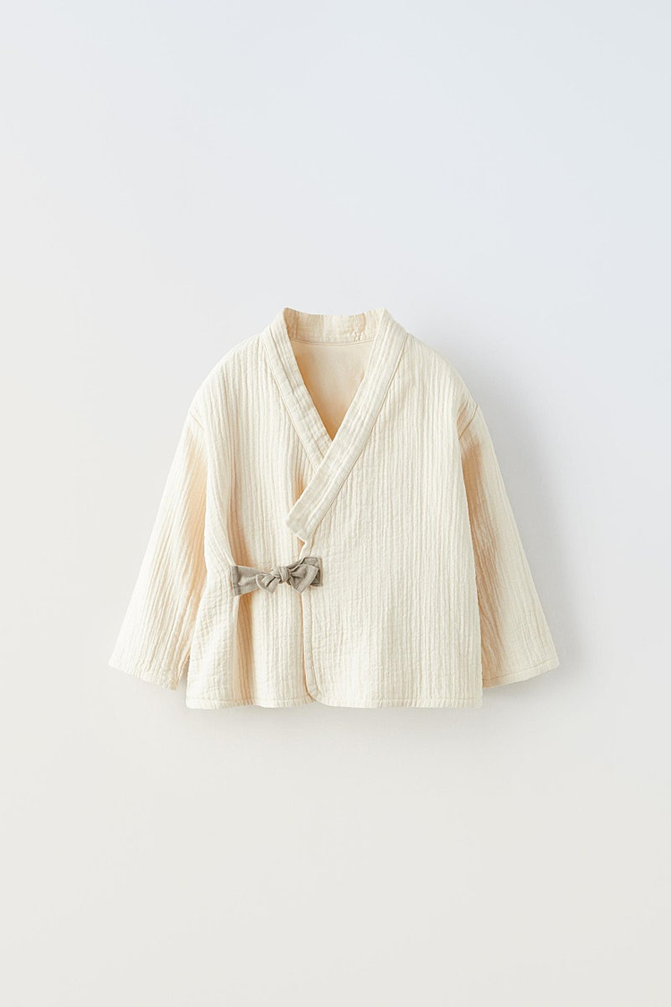 자라 키즈 리본 크로스 텍스처 셔츠 HANBOK 자라한복--2