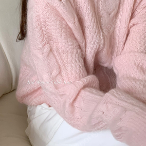 뮤렛 muret ounce 키드모 케이블 니트 핑크 cable knit pink