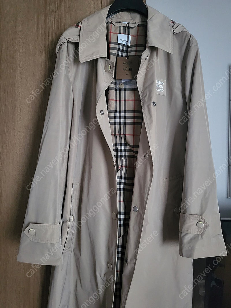 버버리 옥스클로즈 후드트렌치 uk8 소매체크새상품--3