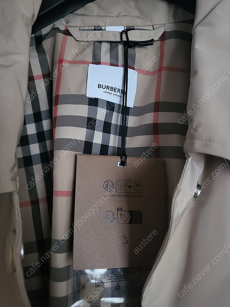 버버리 옥스클로즈 후드트렌치 uk8 소매체크새상품--8