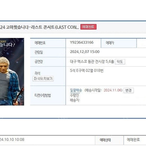 (대구)12/7(토) 3시 1장. E구역 2열. 나훈아 콘서트 티켓 양도합니다.