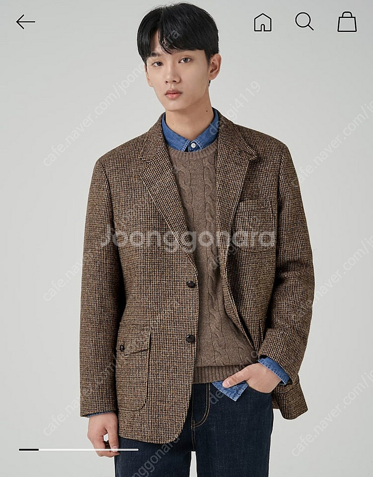 (새제품) 빈폴 해리스 트위드 남성 자켓 (베이지M)--4