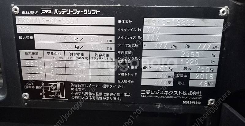 (중고지게차) 니찌유 입식 1.5톤 전동지게차 18년식...--3