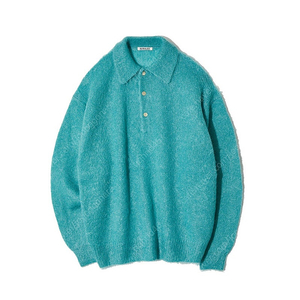 오라리 여성 니트 2022FW AURALEEBRUSHED SUPER KID MOHAIR KNIT POLO (BLUE)