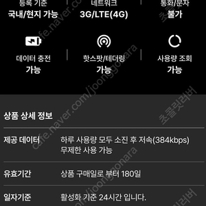 대만 심카드 (총 4일짜리/하루 2GB, 1GB 사용) 판매