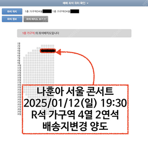 서울 | 1/12(일) 7시 30분 | 나훈아 콘서트 R석가구역 4열 2연석 양도