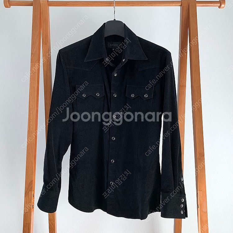 (M) 세비지 블랙 코듀로이 웨스턴 셔츠--5
