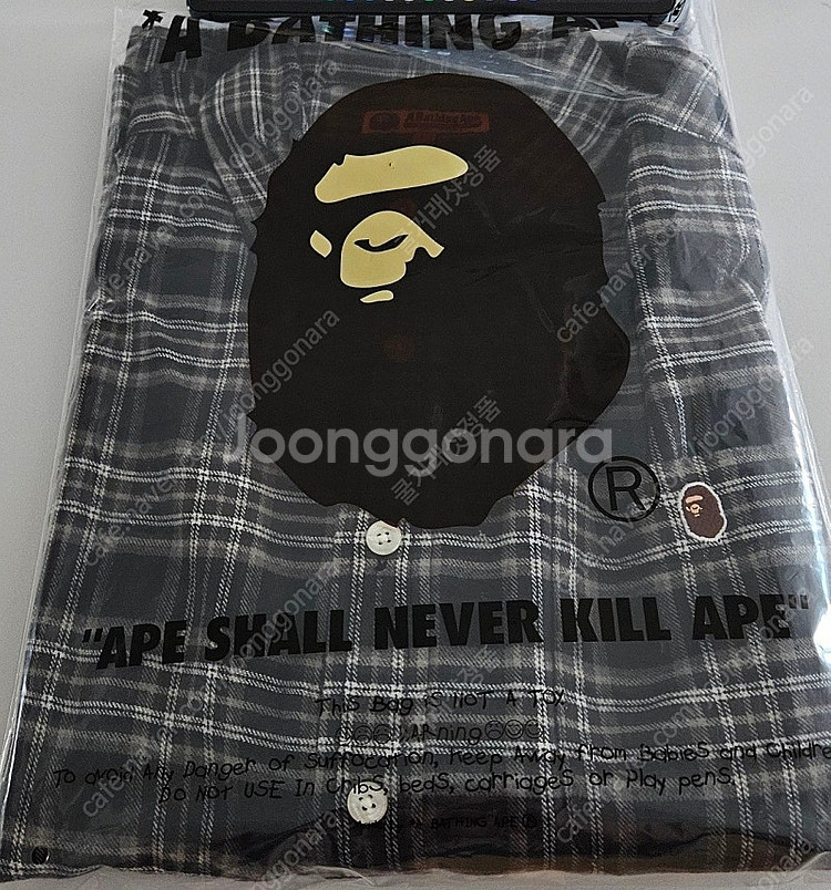 [L] 24fw 베이프 원포인트 플란넬 체크셔츠 릴렉스...--2